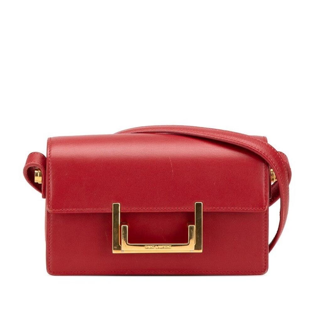 Saint Laurent Leather Classic Loulou Mini Shoulder Bag Red